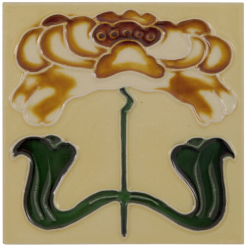 Set of 10 Tan Flower Tiles