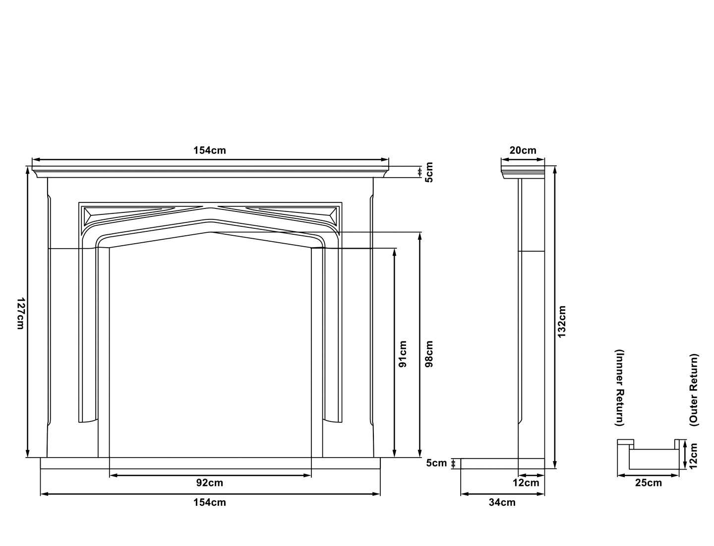 Fenton Limestone Surround Hearth Measurements