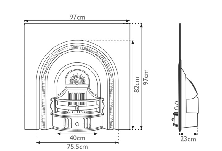 Beckingham Cast Iron Fireplace Insert Technical