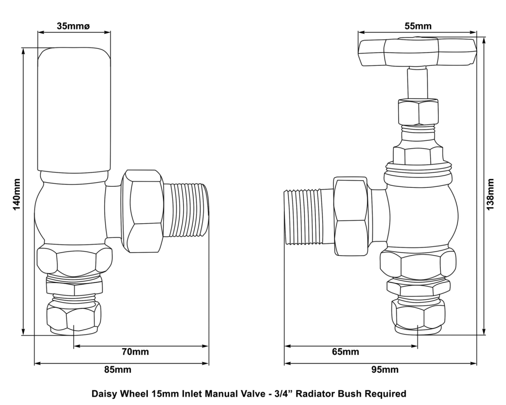 Daisy Wheel Radiator Valve Alt Measurements
