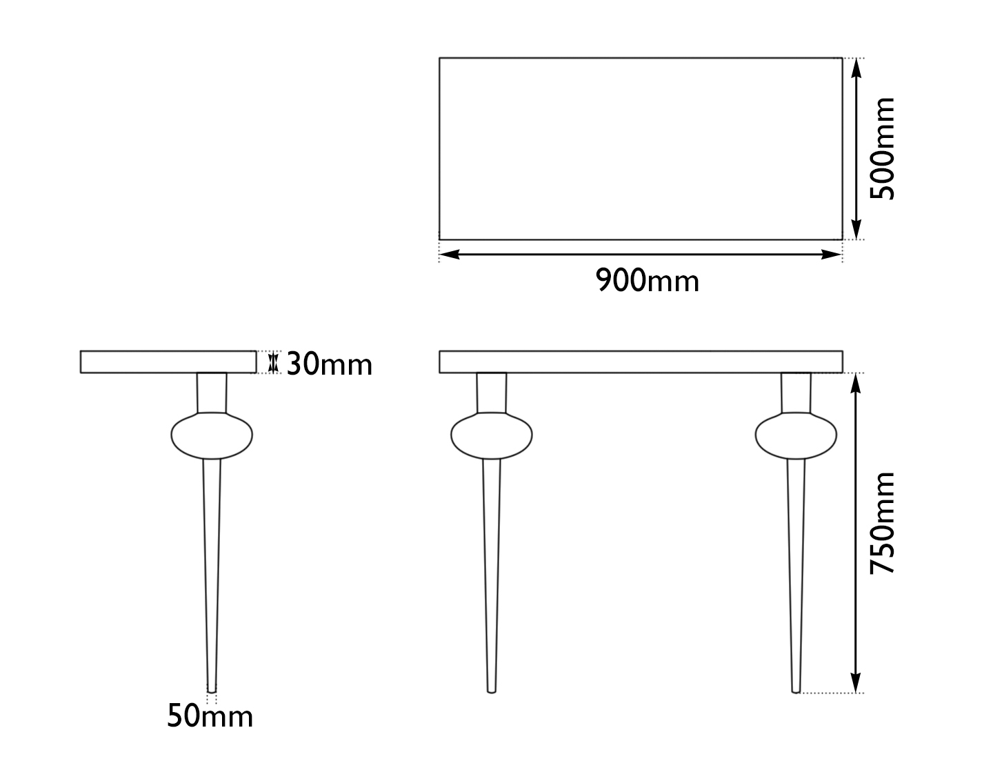 Honed Black Vanity Top D With Copper Legs Measurements
