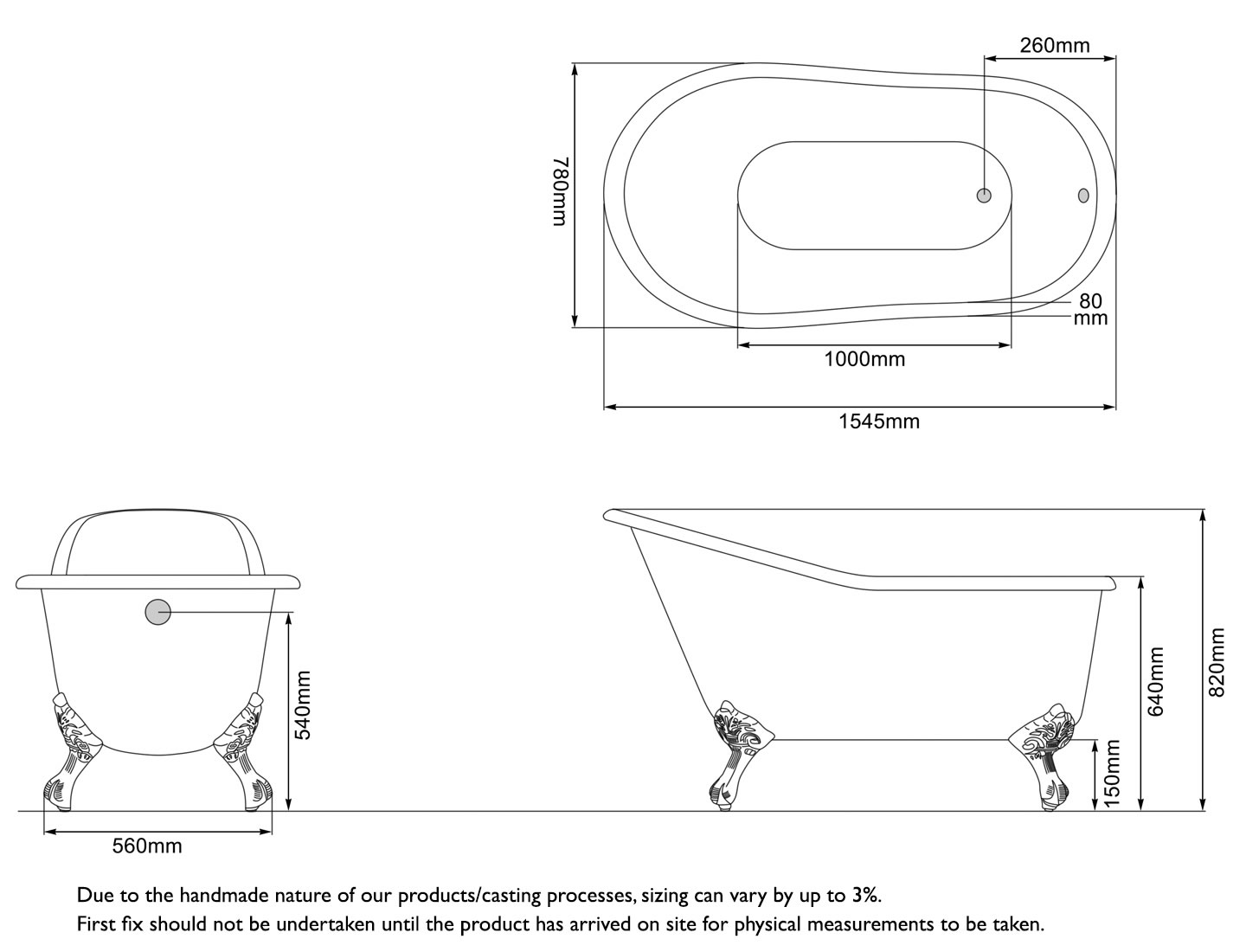 Como Cast Iron Bath Measurements