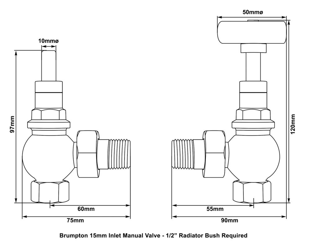 Brumpton Radiator Valve Measurements