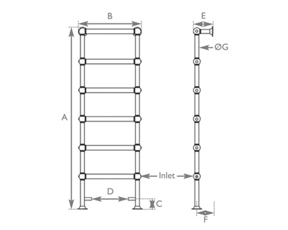 Colossus Towel Rail 1800X650 Measurements