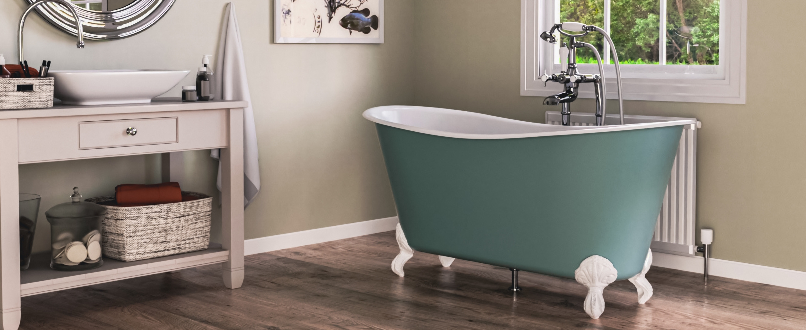 Luca Cast Iron Bath With White Feet