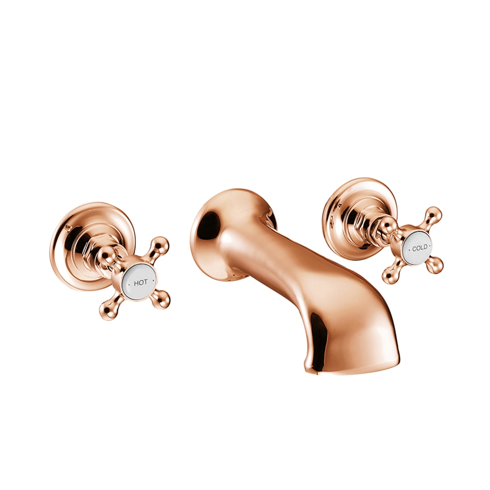 3 Hole Wall Mounted Bath Filler Copper