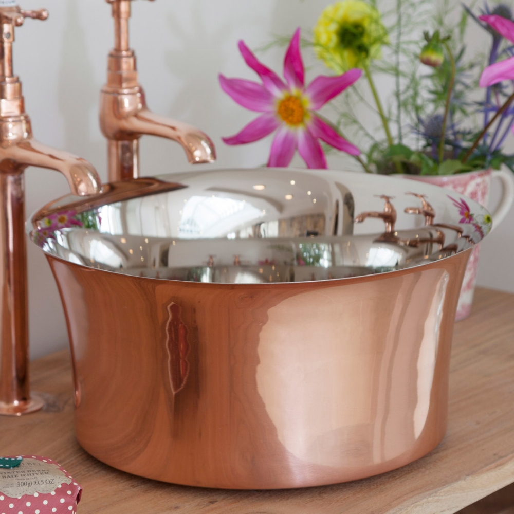 Copper Tub Basin With Nickel Interior