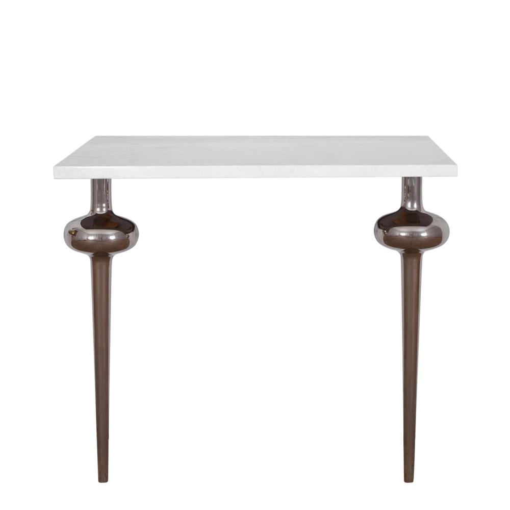 White Marble Vanity Top With Nickel Globe Legs