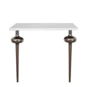 white marble vanity top d with nickel globe legs range