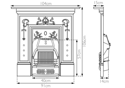Bella Cast Iron Combination Fireplace Technical