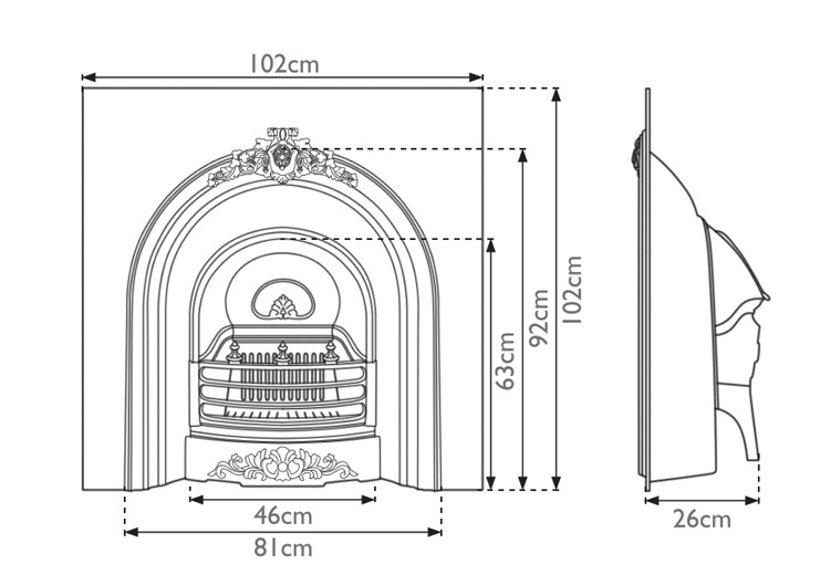 Prince Cast Iron Fireplace Insert Technical