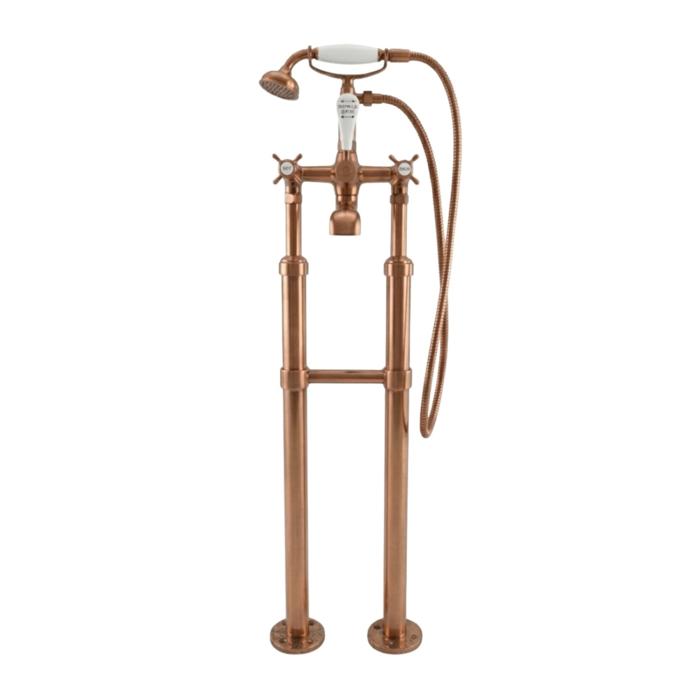 Milton Freestanding Bath Mixer Taps in Copper