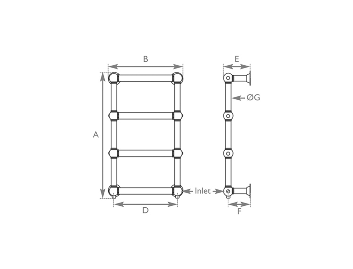 Colossus Wall Mounted Towel Rail 1000X1100mm Measurements
