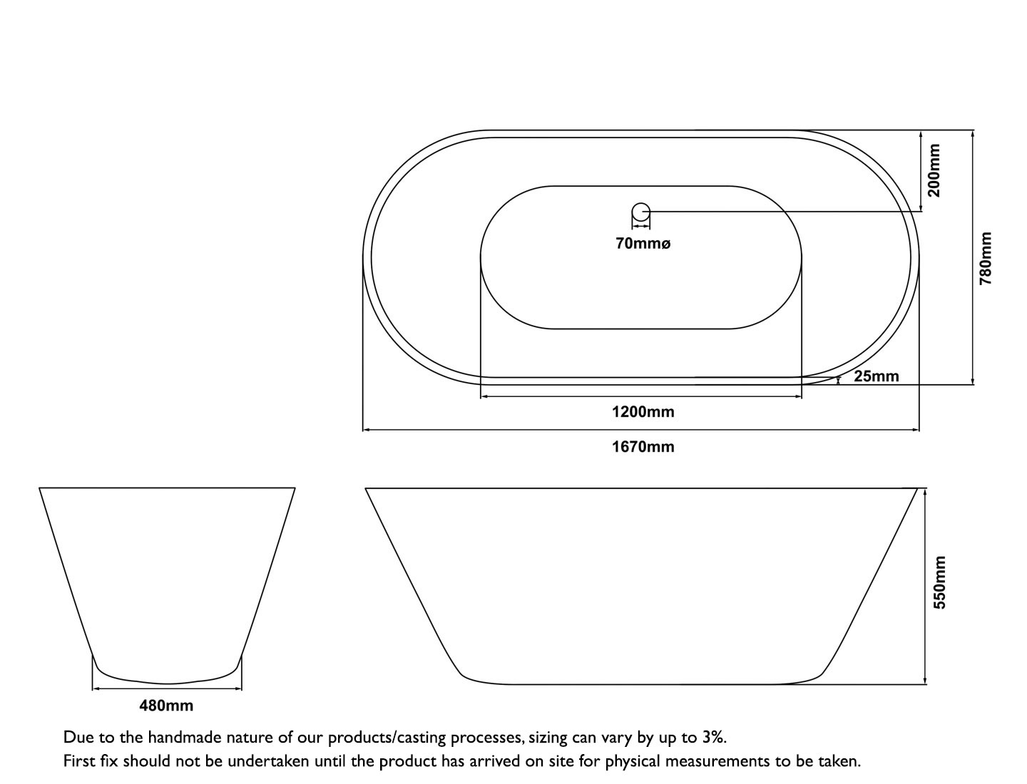 Plympton Fabricated White Marble Bath Measurements