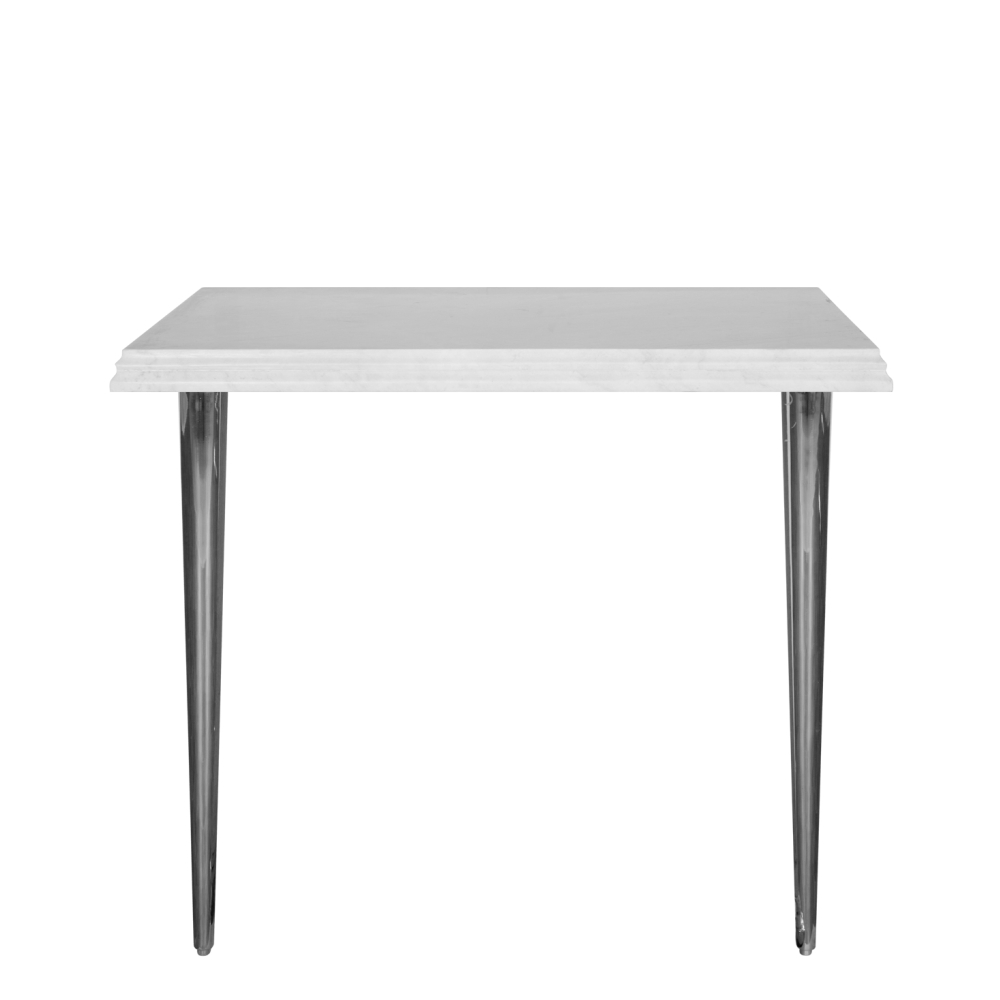 Tapered White Marble Vanity Top With Nickel Tapered Legs