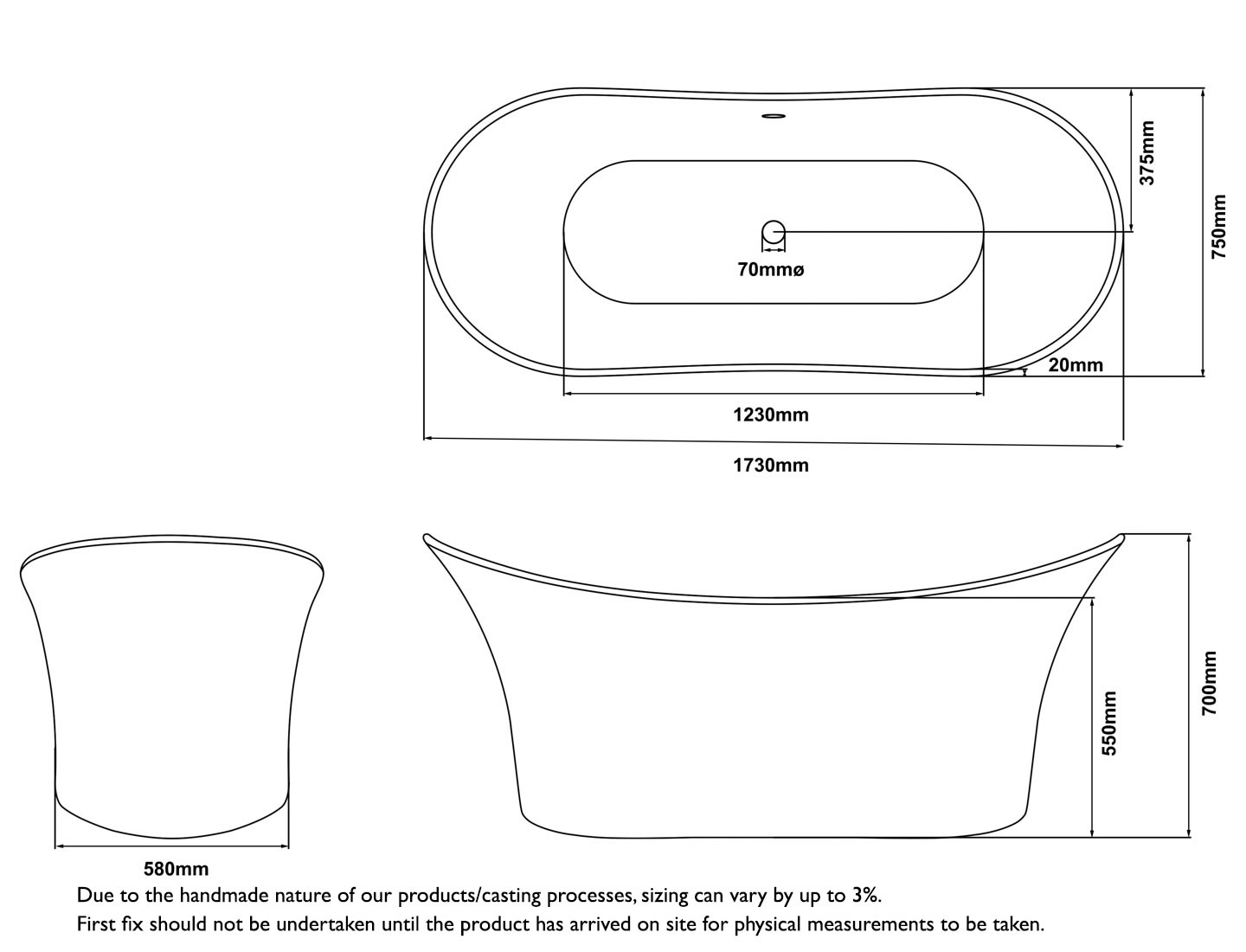 Somerby Stone Resin Bath Measurements