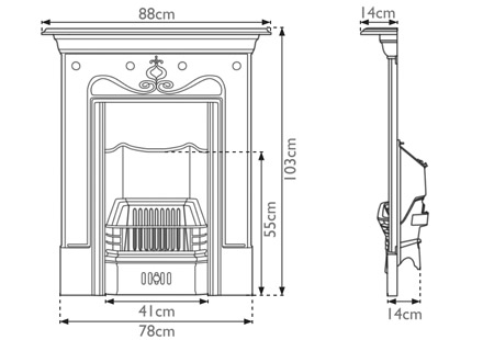Tulip Cast Iron Combination Fireplace Technical