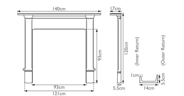 Alice Cast Iron Fire Surround Measurements