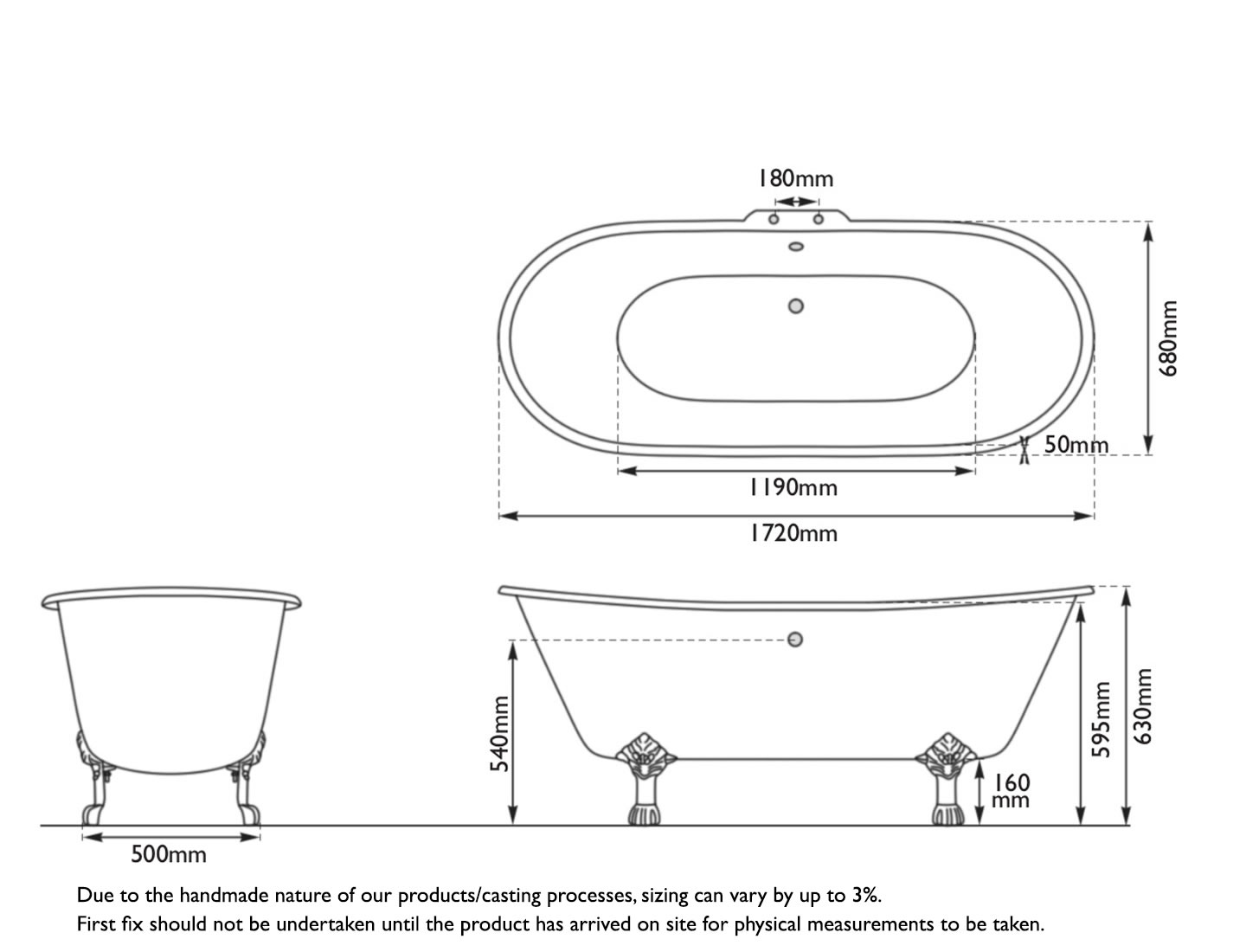 Prior Cast Iron Bath Measurements
