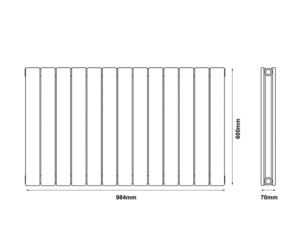 Horizontal Flat Double Radiator 600X984 Anthracite Range Dimensions