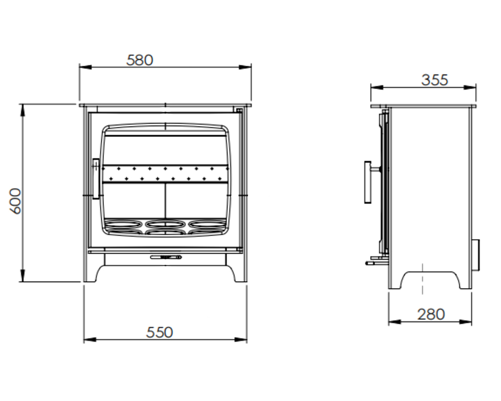 Carron Eco Revolution 8Kw Stove Measurements
