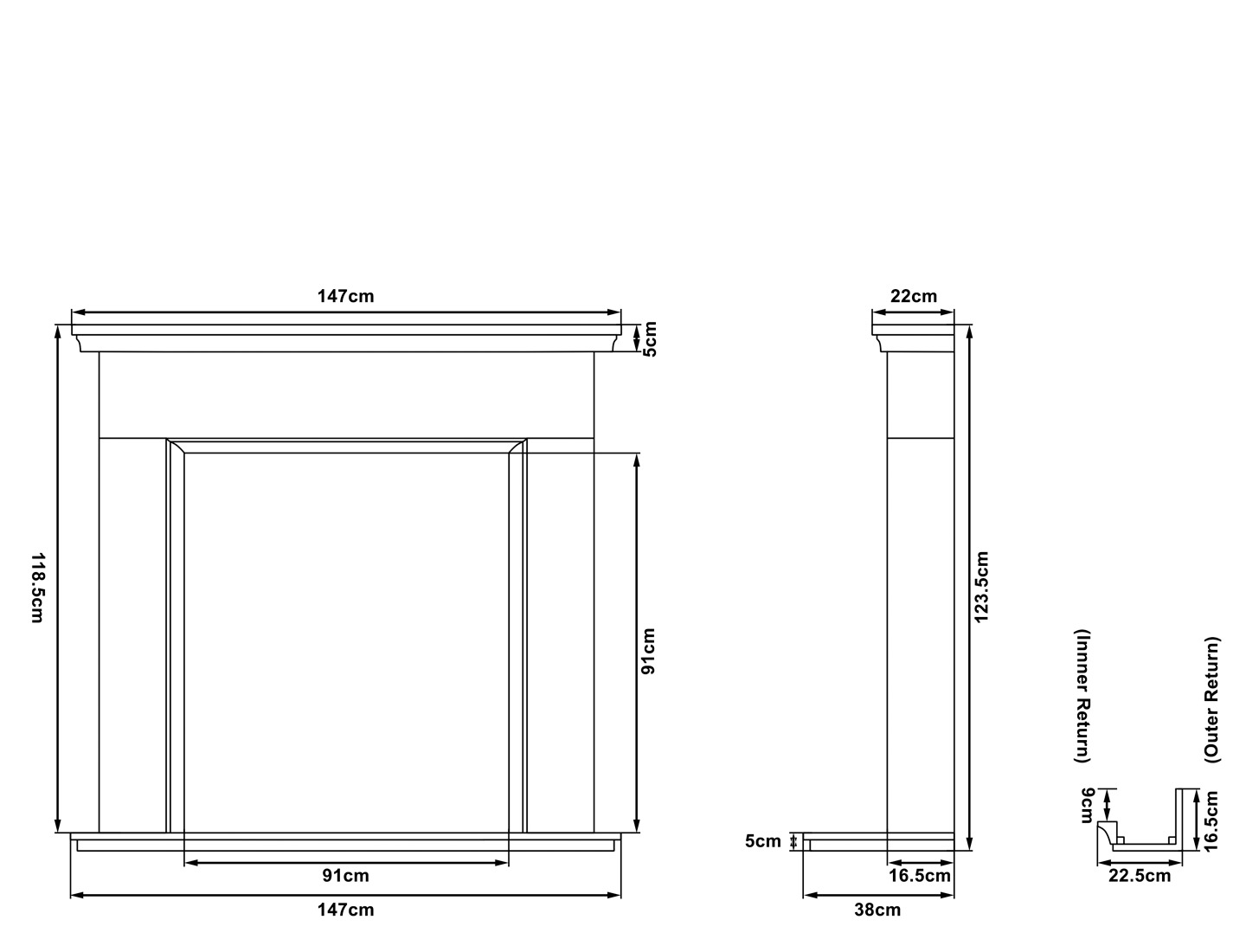 Bardney Limestone Surround Hearth Measurements