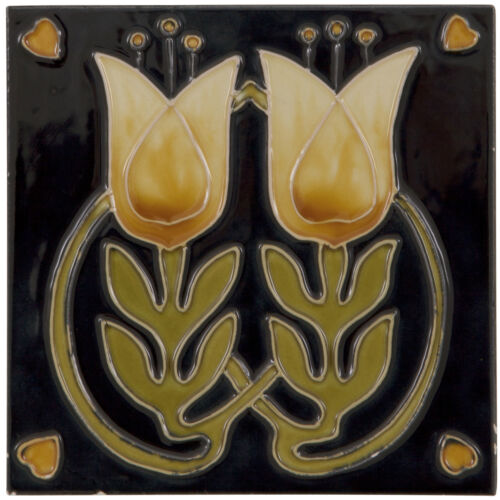 Set of 10 Cream/Yellow Flower Tiles