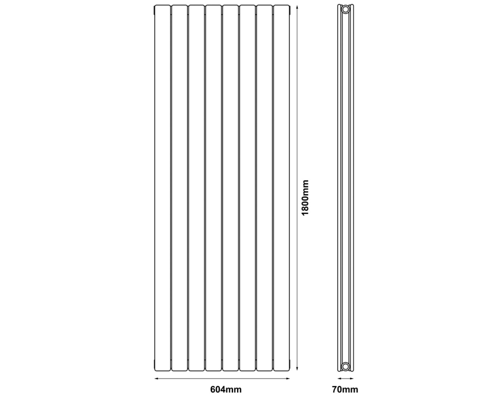 Vertical Flat Double Radiator 1800X604 Anthracite Dimensions