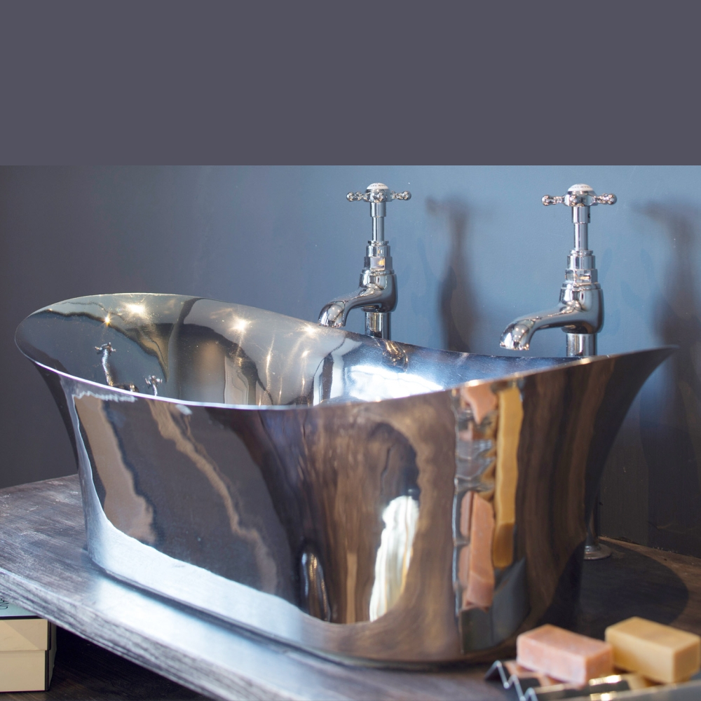 Copper Bateau Basin With Nickel Finish