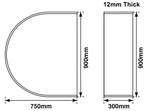 Glass Stove Hearth Curved Measurements