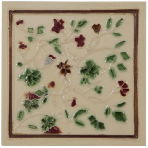 Set of 10 Red/Green on Cream Tiles
