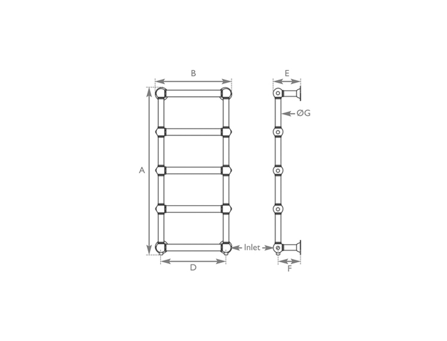 Colossus Wall Mounted Towel Rail 1300X1150mm Measurements
