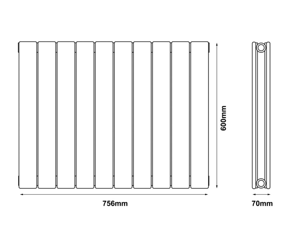 Horizontal Flat Double Radiator Anthracite 600Mm 756Mm Measurements