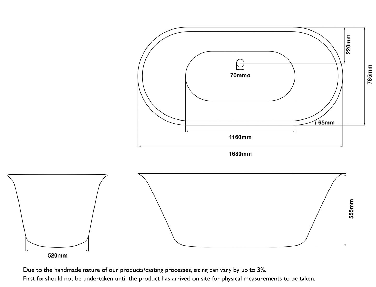 Pickering Fabricated White Marble Bath Measurements