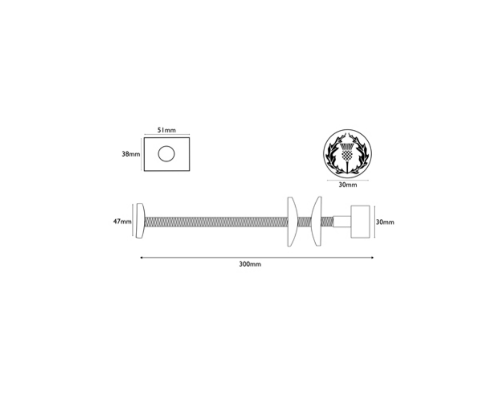 Thistle Wall Stay 300Mm Measurements