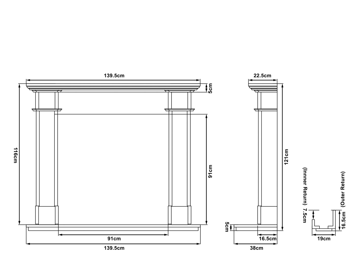 Boothby Limestone Surround Hearth Measurements