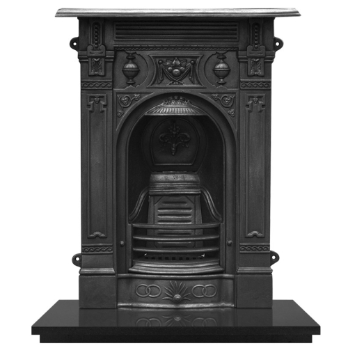 Victorian Small Cast Iron Combination Fireplace - Black