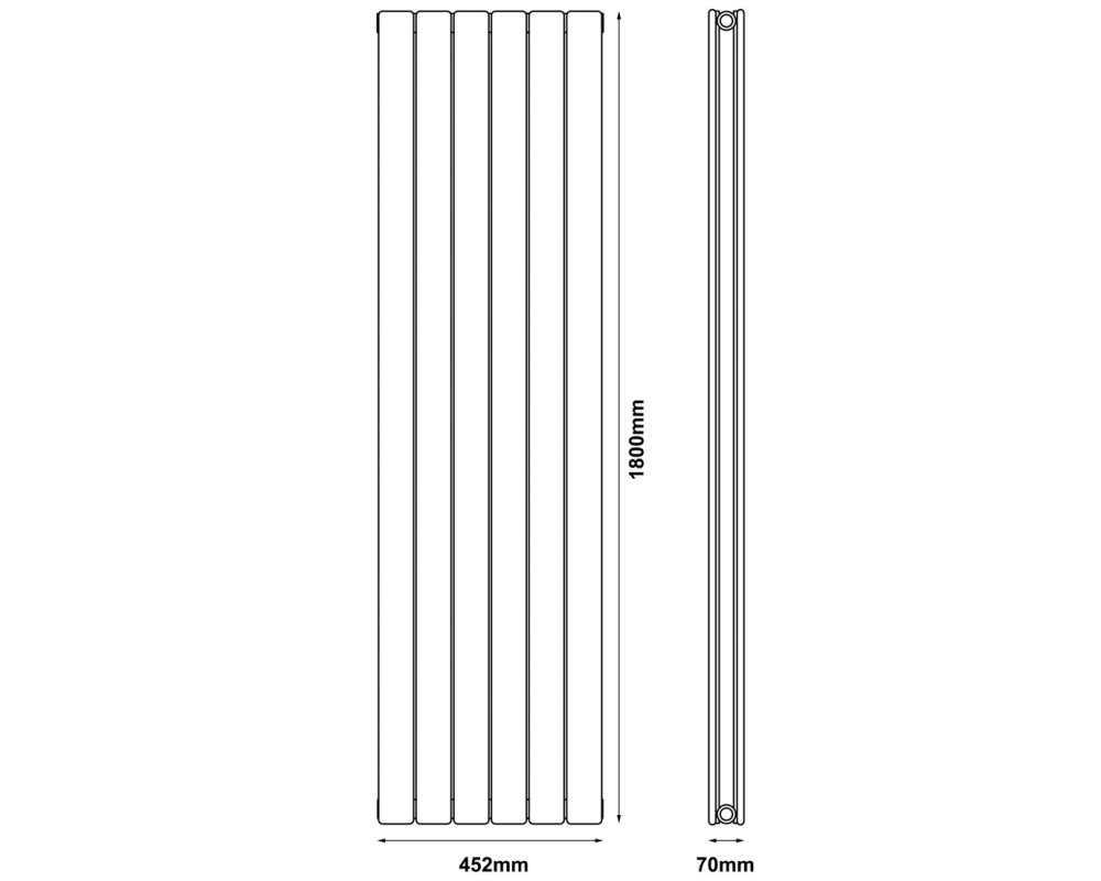 Vertical Flat Double Radiator 1800X452 Anthracite Measurements