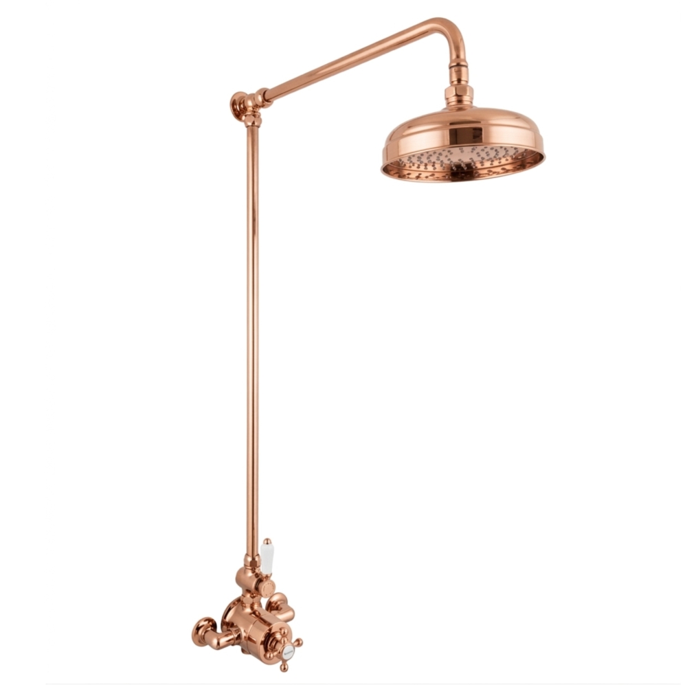 Milton Exposed Thermostatic Shower Mixer With 8" Rose in Copper