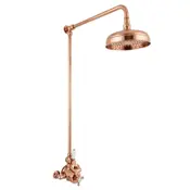exposed thermostatic shower mixer 8 inch rose copper range