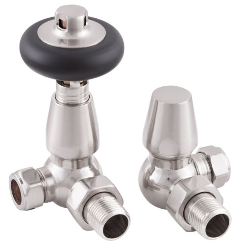 Kingsgrove Corner 15mm Inlet Thermostatic Satin Nickel Valve Set