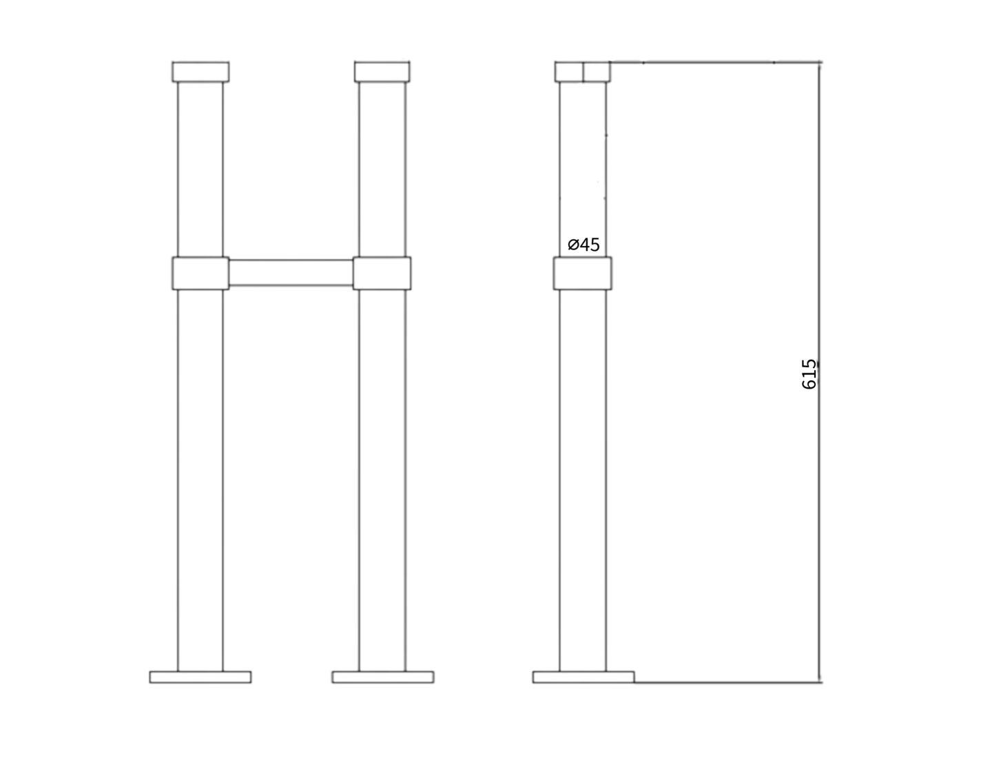 Floor Standing Adjustable Pipes Measurements