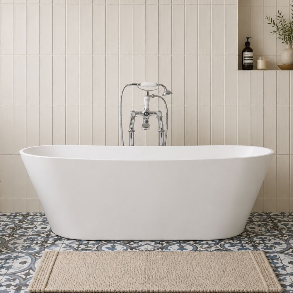 Plympton Fabricated White Marble Bath