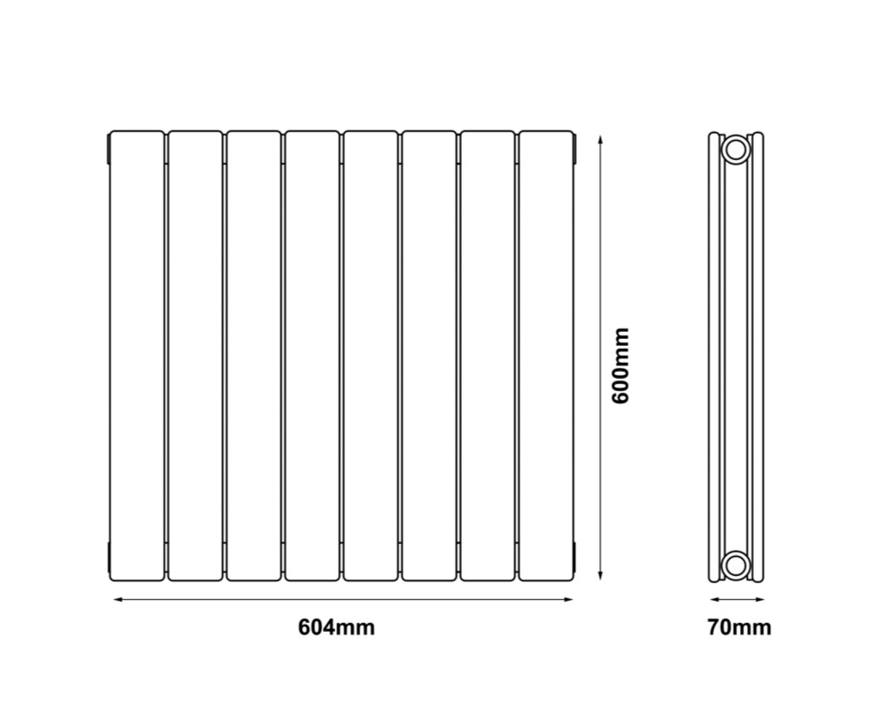 Horizontal Flat Double Radiator Anthracite 600Mm 604Mm Measurments