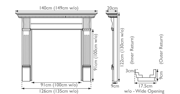 Corbel Fire Surround Measurements