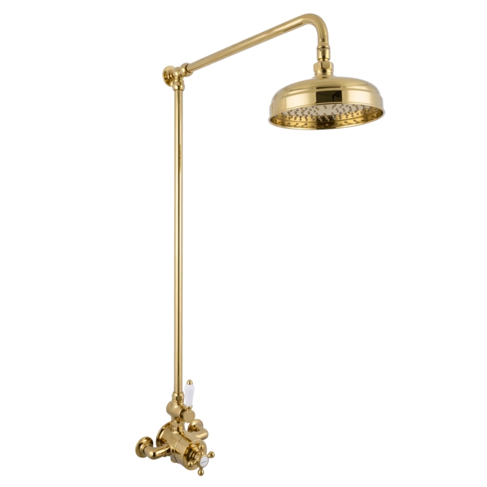 Milton Exposed Thermostatic Shower Mixer With 8" Rose in Brass