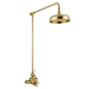 exposed thermostatic shower mixer 8 inch rose brass range