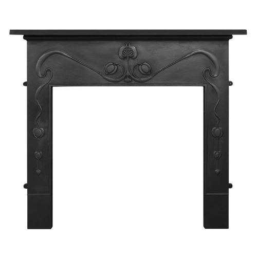 Art Nouveau Black Cast Iron Fireplace Surround