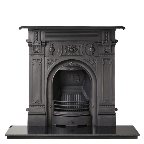 Victorian Large Cast Iron Combination Fireplace - Black