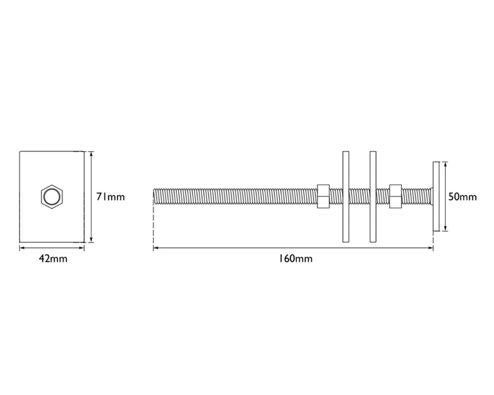 Radiator Wall Stay Chrome Square Plate Technical